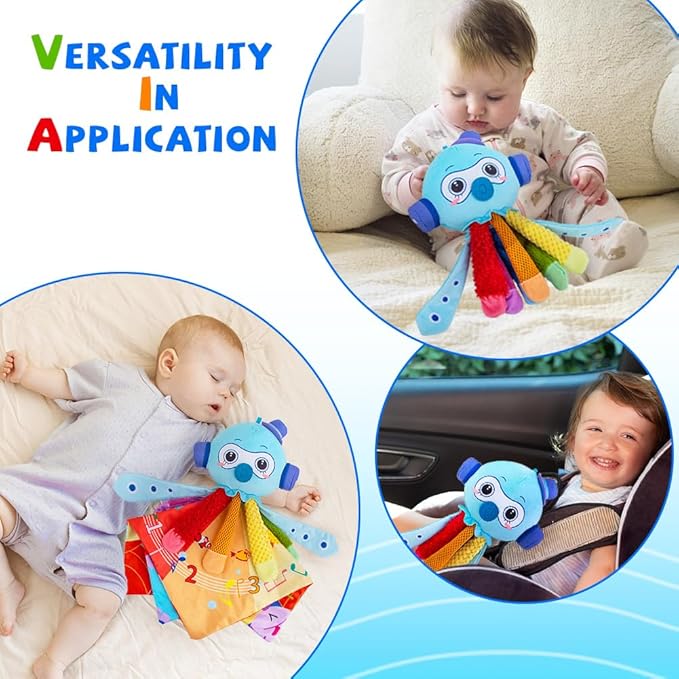 Octopus Shape Tactile Sensory Toy, Texture Toys for Babies with 6 Different Lights and Music 0 3 6 9 12 Months