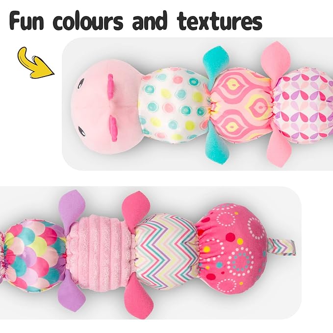 Infant Baby Musical Stuffed Animal Activity Soft Toys with Multi-Sensory Crinkle, Rattle and Textures 0-3-6-12 Months