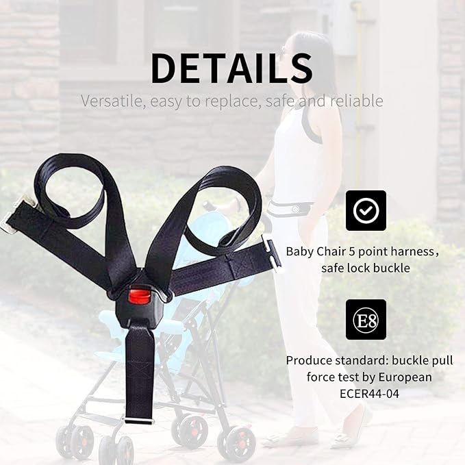 Universal Baby Highchair Stroller Pushchair 5pt 5 Point Harness with Locking Buckle Adjustable Straps