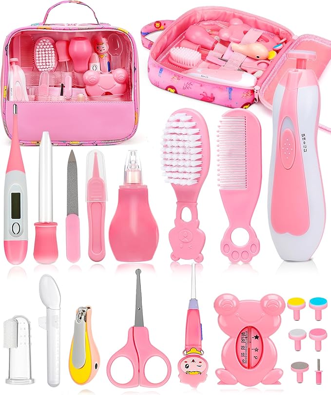 Baby Healthcare and Grooming Kit, Electric Safety Nail Trimmer Baby Nursery Kit, Newborn Care Kits with Hair Brush Comb for Newborn Infant Toddlers Baby Boys Girls Kids, Baby Shower Gifts