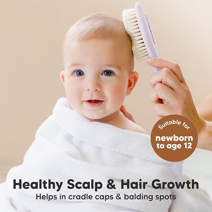 KeaBabies Baby Hair Brush with Soft Goat Bristles, Cradle Cap Brush