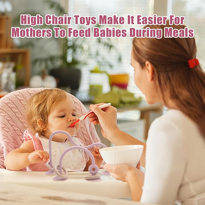 High Chair Toys with Suction Cups for Infant Toddlers,Food Grade Silicone Teething Toy for Kids 6 9 12 18 M+ 1 Year