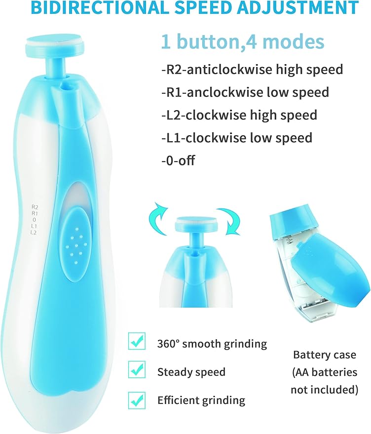 Baby Nail Trimmer Electric,Nail Clippers File for Baby No Sharp Claws Hurt, 6 in 1 with Light Safety Cutter for Newborn Infant Toddler Kids Toes and Fingernails Care