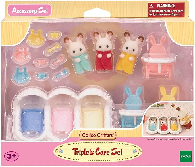 Calico Critters Triplets Care Set - Dollhouse Playset with 3