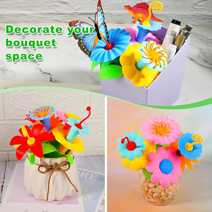 Birthday Toys Gifts for 2 3 4 5 6 Years Old Toddlers Boys Girls (167PCS), Dinosaur Flower Garden Building Blocks 2+