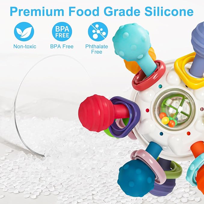 TOHIBEE Baby Montessori Sensory Toys for 0-6 6-12 Months, Food Grade Teething Toys for Babies 0 3 6 9 12 18 Months 1 2