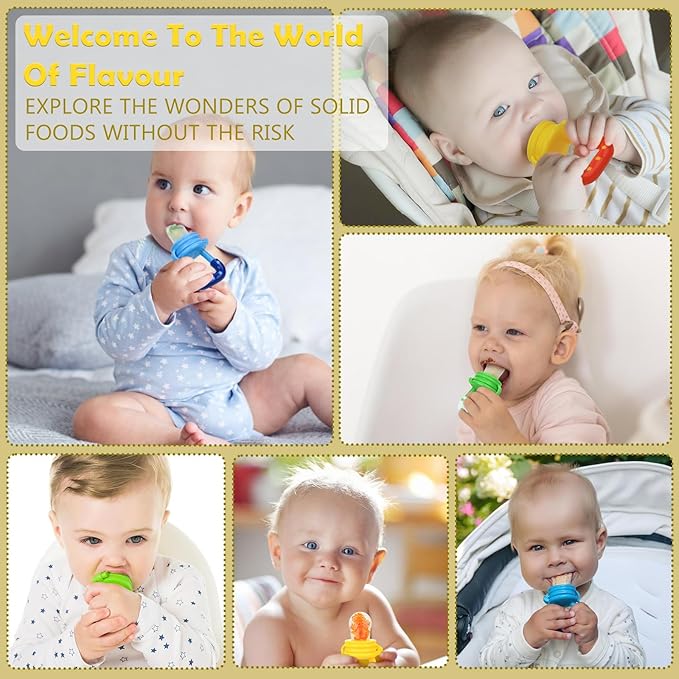 WAJIAYON Baby Fruit Feeder/Food Feeder Pacifier (3 Pack)- Infant Teething Toys | Fruit Pacifier Feeder