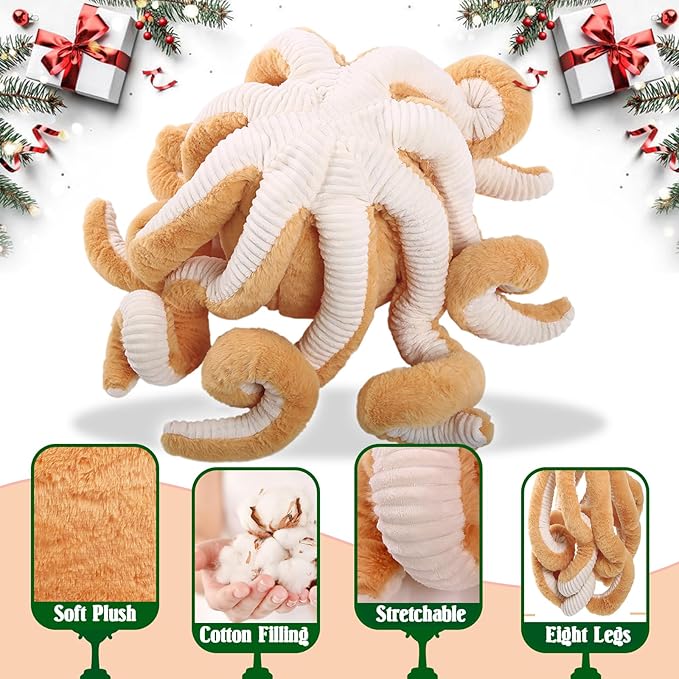 DENTRUN Octopus Stuffed Animals, Giant Octopus Plush Doll Play Toys for Kids Girls Boys Adults Birthday Xmas Halloween Present Stuffed Sea Animals Plushie 7/16/24/32 Inches, 5 Colors