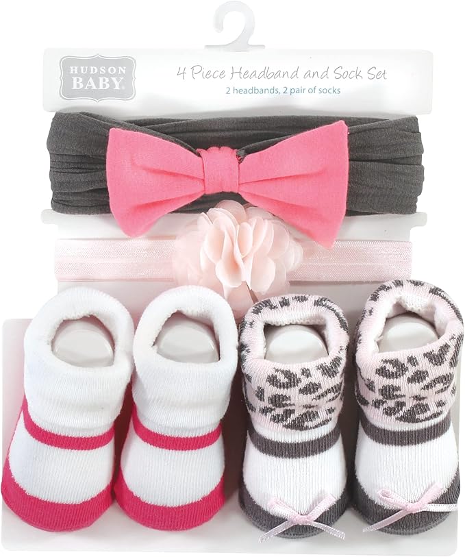Hudson Baby baby-girls Headband and Socks Set
