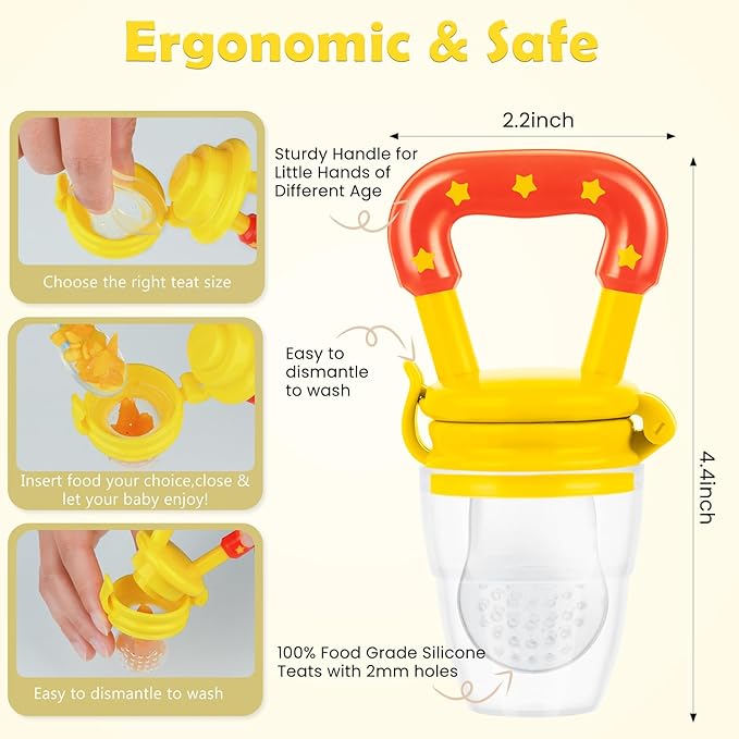 WAJIAYON Baby Fruit Feeder/Food Feeder Pacifier (3 Pack)- Infant Teething Toys | Fruit Pacifier Feeder