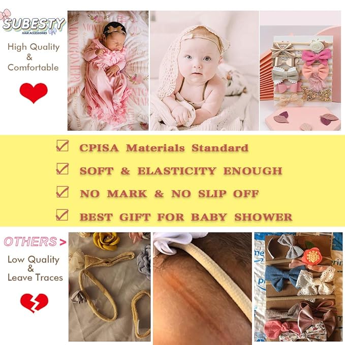 Baby Girls Nylon Elastic Headband Soft Flower Hair Band For 10
