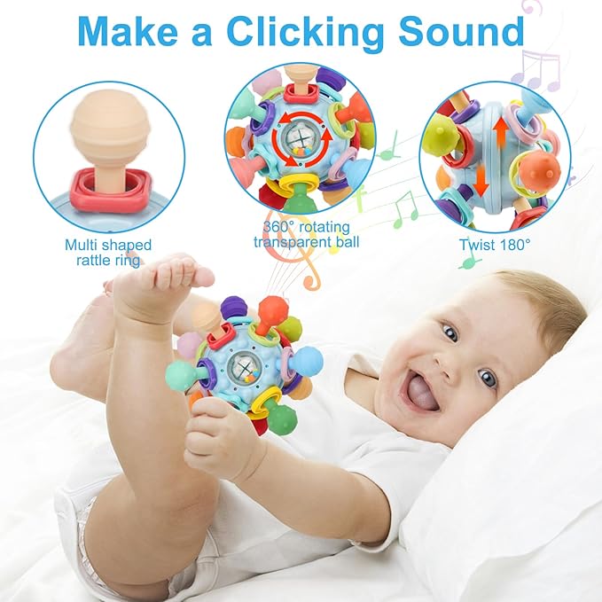 TOHIBEE Baby Montessori Sensory Toys for 0-6 6-12 Months, Food Grade Teething Toys for Babies 0 3 6 9 12 18 Months 1 2