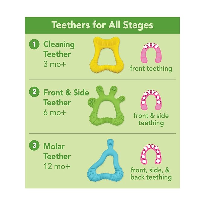 green sprouts Front & Side Teether made from Silicone | Soothes & massages baby's front & side gums & teeth