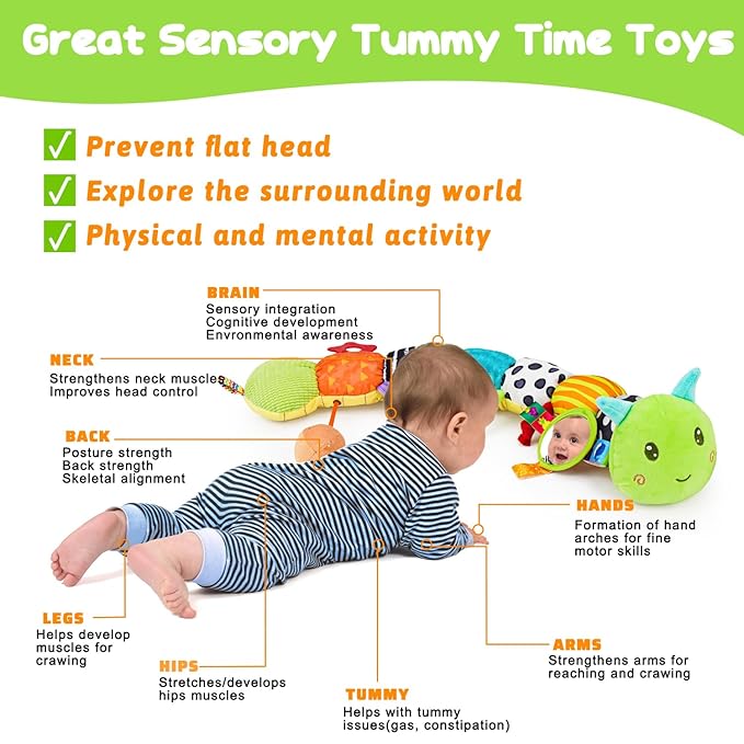 Baby Sensory Toy 0-6 Month Music Animal Stuffed Plush Caterpillar 0-3-6 Month 6-12 Month