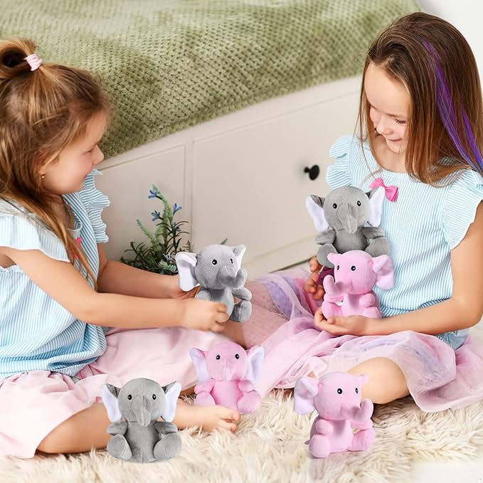 HyDren 8 Pcs Plush Mini Elephant Stuffed Animal Toys 4