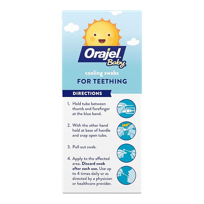 Orajel Baby Daytime Cooling Swabs for Teething, Drug-Free 1 Pediatrician 12 Swabs