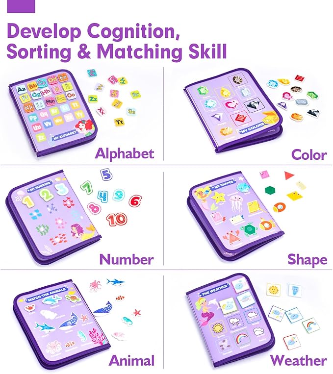 hahaland Busy Board - Montessori Toys for 3 Year Old Girl Bithday Gift Ideas 7 in 1 Preschool