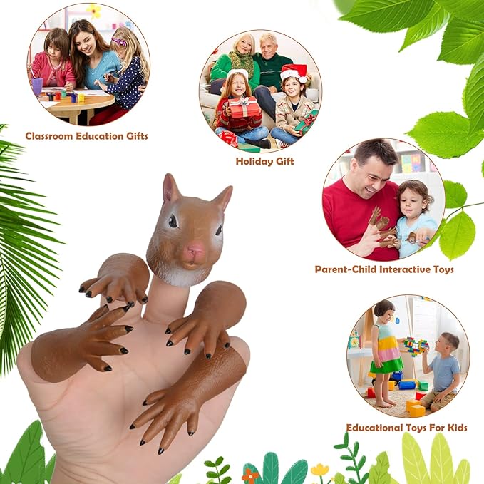HugOutdoor 2 Sets Squirrel Finger Puppet Toy Cosplay Novelty Christmas