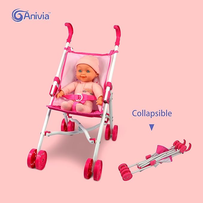 ANIVIA 5PCs Baby Doll Stroller Set - Baby Doll Accessories (11" Doll