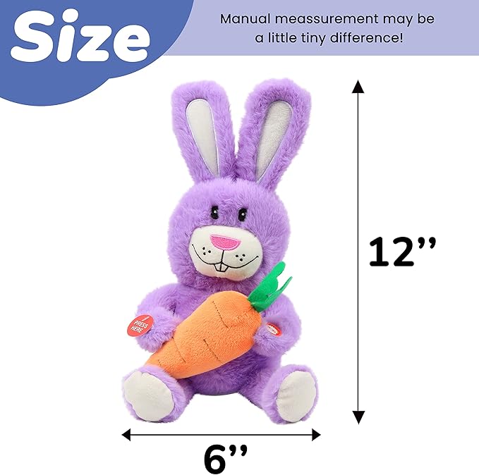 Hopearl Talking Singing Bunny Repeats What You Say Rabbit Musical Shaking Head Electric Interactive Animated Toy Speaking Plush Buddy Gifts for Toddlers, Purple 15''