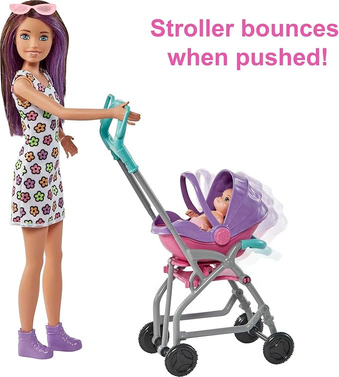Barbie Skipper Babysitters Inc Playset with Doll, Stroller 5 Accessories,