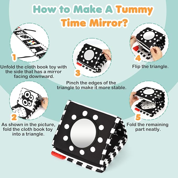 Black and White Baby Toys - High Contrast Baby Toys for Newborn Brain Development 0-3-6-12 Months