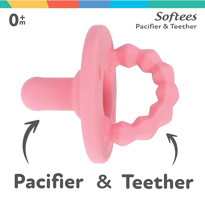 Nuby Silicone Softees Pacifier and Teethers - (5-Pack) Silicone Baby Pacifiers and Teethers 0+ Months