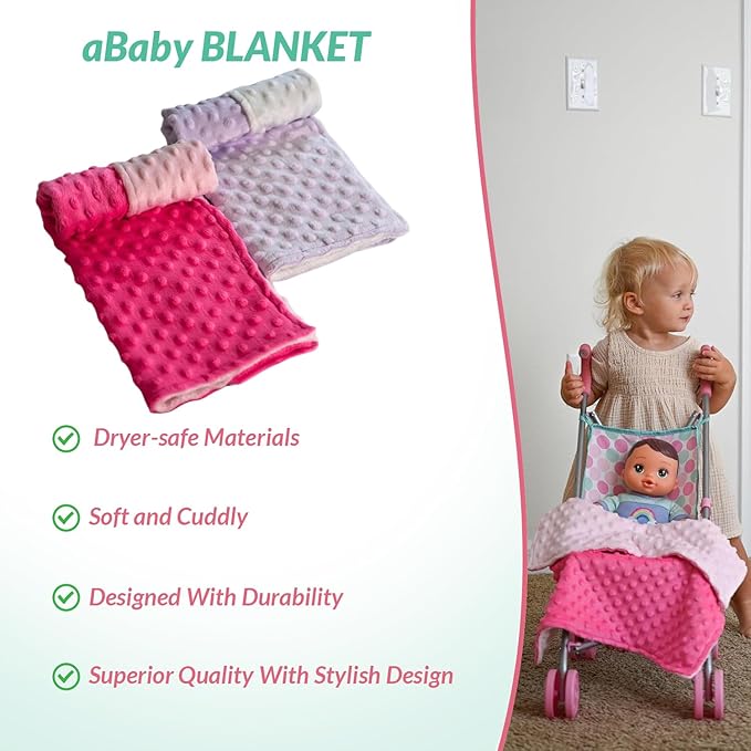 Baby Doll Blanket Set for 18 Inch, 15 Inch 12 Inch 2 Miniature, 17" Baby