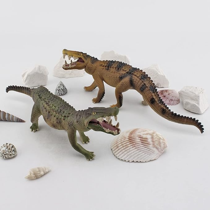 10 Inch Large Alligator Toy Figurine 2PCS Realistic Crocodile Action