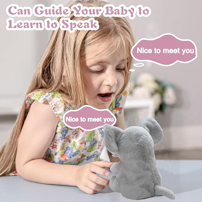 HOMILY Talking Baby Elephant, Repeats What You Say Plush Animal Toy Electronic Hamster Mouse for Boys