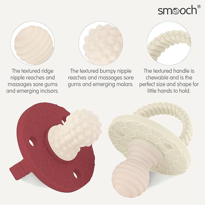 Soothipop Silicone Pacifier Teething Toys for Babies 0-6 Months 12, 18 Months - (2 Pack) Pacifier Shaped Baby Teether