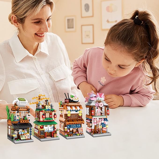 Japanese Street View Shop Bricks, Mini DIY Building Blocks Model MOC Construction Toy (Matcha Shop)