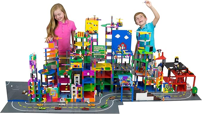 Strictly Briks 4 Pack Classic Stackable Baseplates 10x10 in, Building Bricks Plates with 32 x 32 Studs 100% Compatible 4 Plates 30 Stackers,
