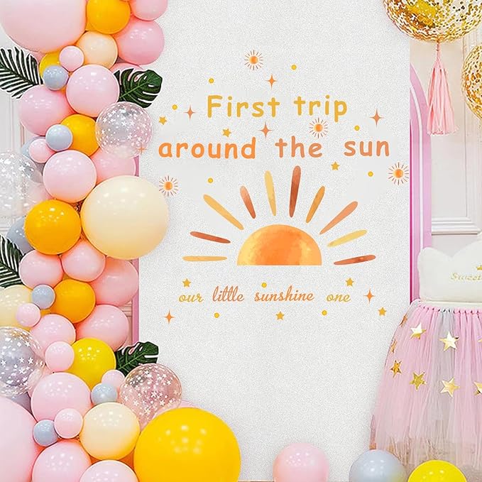 Baby Shower Backdrop Decals First Trip Around The Sun Balloon 1St Birthday