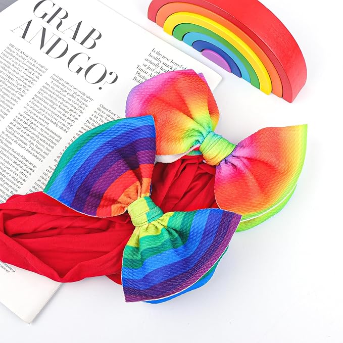 YanJie Rainbow Pride Headbands - Bows for Baby Girls, Newborns