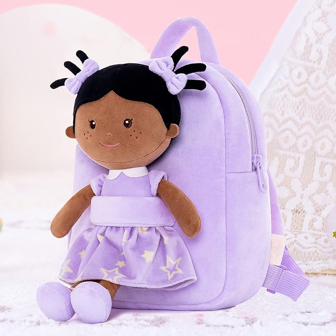 Onetoo Toddler Kids Backpack with Soft Tanned Baby Dolls in 9.5"