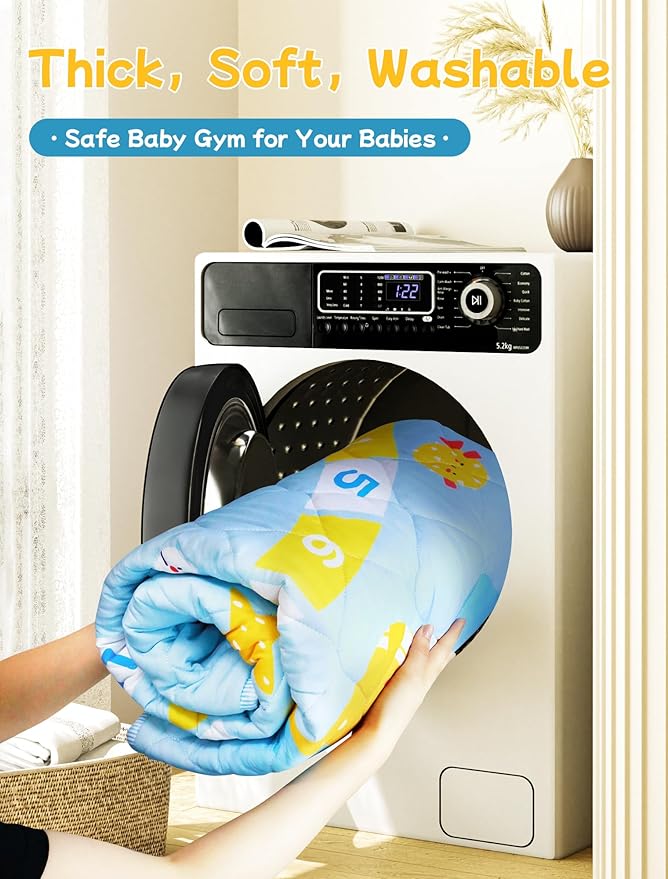 Baby Play Mat for Floor, 50x50 Play Mat with Parent-Baby Interaction Game Accessories for Playpen