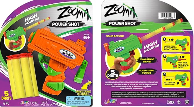 JA-RU Mini Foam Dart Gun (2 Toy Gun Pistol) w/ 5 Refill Soft Bullet Foam Darts for Kids. Fidget Gun Toy, Bulk Party Favors for Boys 5483-2s