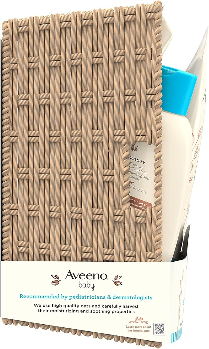 Aveeno Baby Welcome Little One Gift Basket, Baby Skincare Set with Baby Body Wash & Shampoo 5 Items