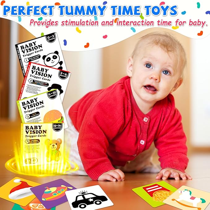 High Contrast Baby Flash Cards Baby Visual Stimulation Cards, 192Page Black and White Colorful Baby Toys for 0-3-6-12-36 Months Newborn Infant