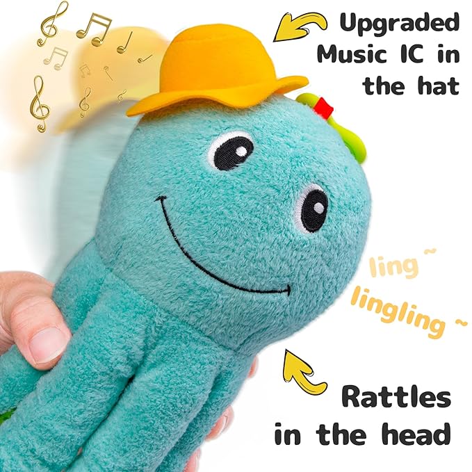 Infant Baby Musical Stuffed Animal Activity Soft Toys, Baby Teething Toys with Multi-Sensory Crinkle 0-3-6-12 Months