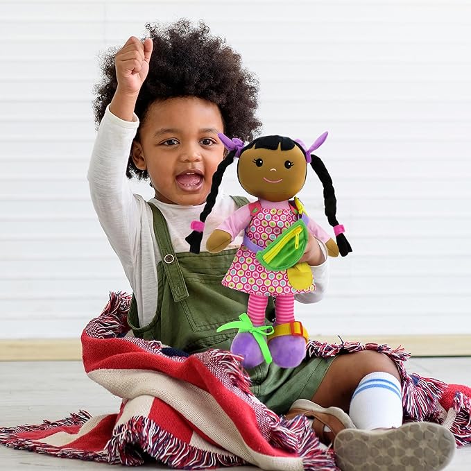 linzy Toys 16" Dark Skin Educational Doll/Adorable Plush Doll Comes