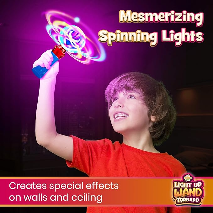 IPIDIPI TOYS Spinning Light Up Wand for Kids - Light Up Spinner Toy, Spinning Globe Toy 4th of