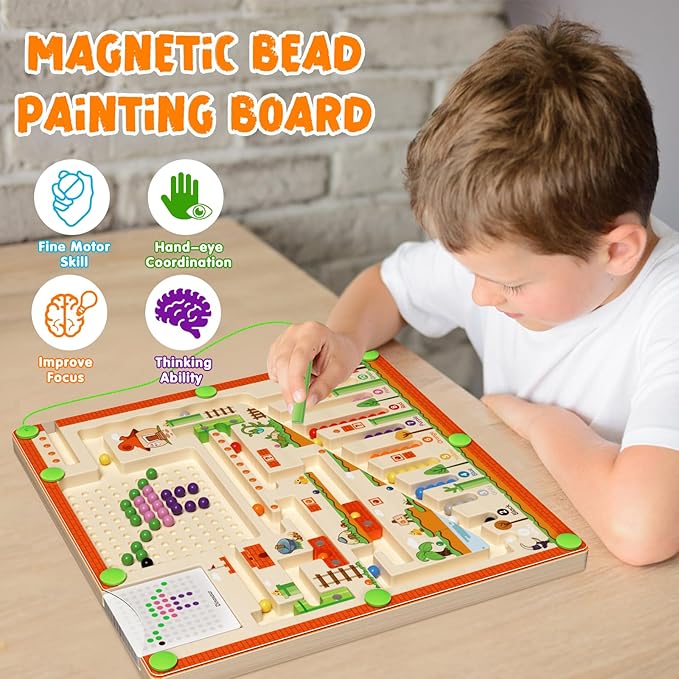 Magnetic Color and Number Maze Montessori Toys for 3+ Year