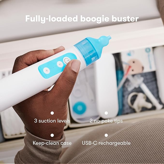 Frida Baby Electric NoseFrida Nasal Aspirator for Baby, Nose Sucker for Allergy Relief for Baby & Toddler 3 Suction 2 Silicone