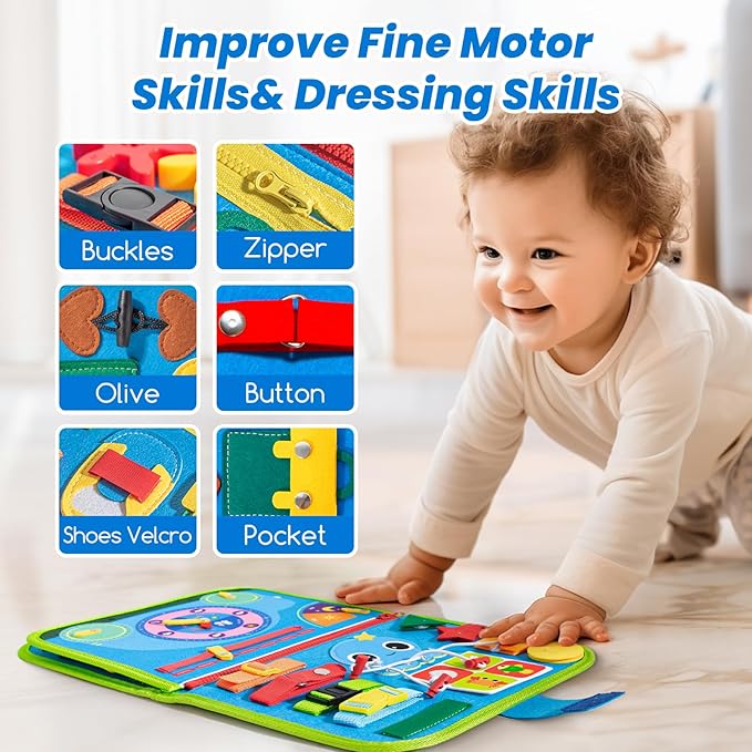Hely Cancy Toddler Busy Board, Montessori Toys for 0 1 2 3 4 5