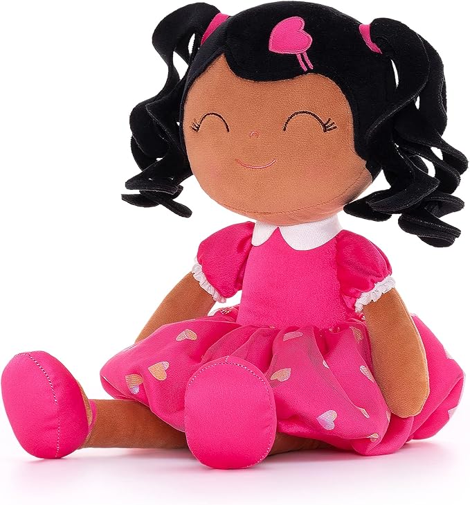 Gloveleya Baby Doll Gifts Plush Curly Girl Toys with Love 16" Rose