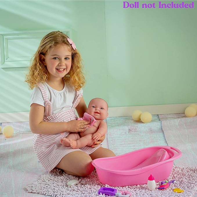 JC Toys Baby Doll Newborn Realistic Bath for Keeps Playtime! | Fits Dolls up to 16" 2+, Pink