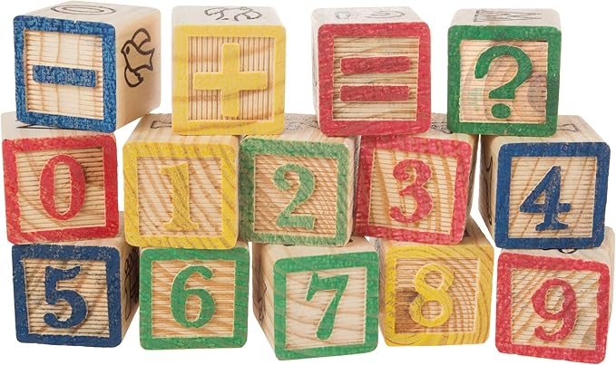 Hey! Play! ABC and 123 Wooden Blocks- Alphabet Letters and