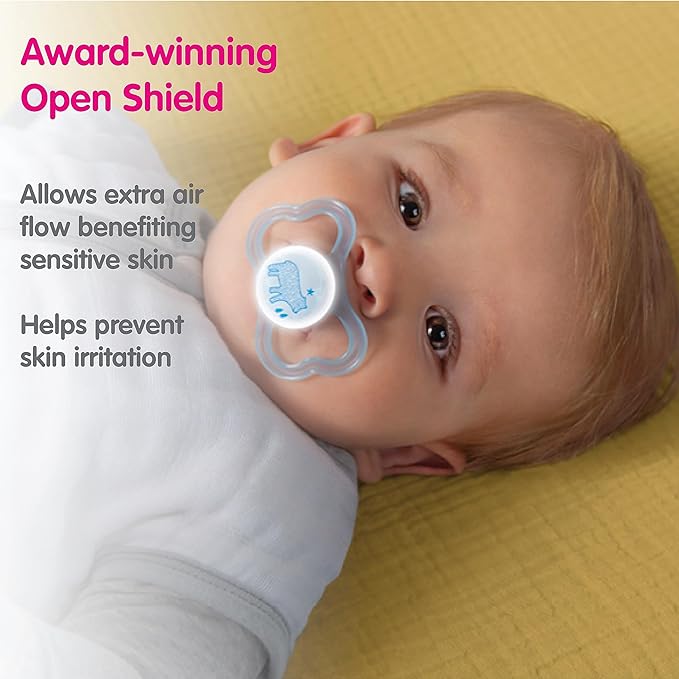 MAM Air Day & Night Baby Pacifier, for Sensitive Skin 16+ Months, 4 Count